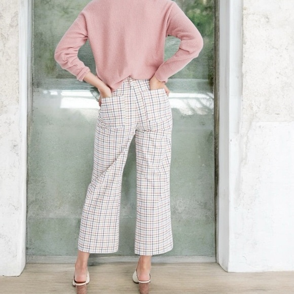 Madewell Pants - Madewell Emmett Wide-Leg Crop Pants in Rainbow Windowpan